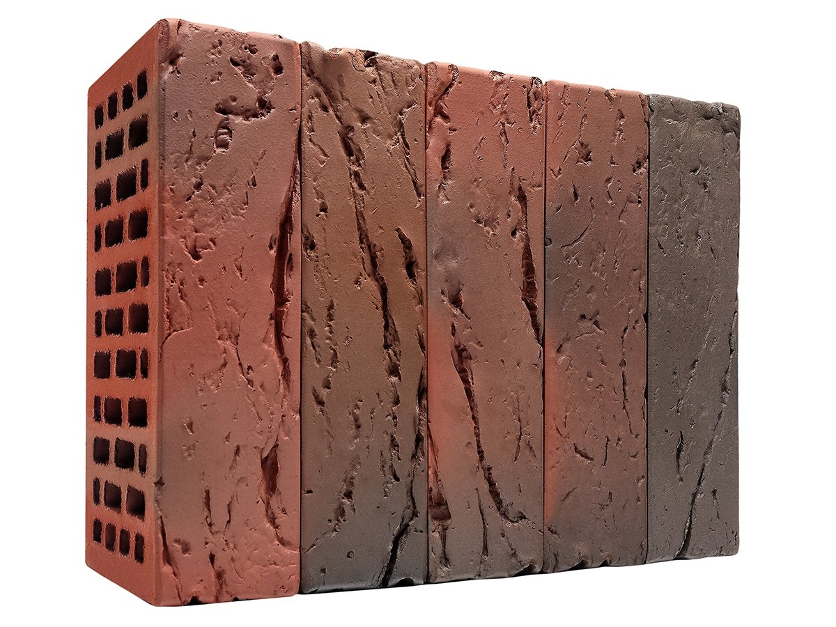 Облицовочный кирпич Кирово-Чепецк Аренберг кора дерева - 250x85x65 мм  